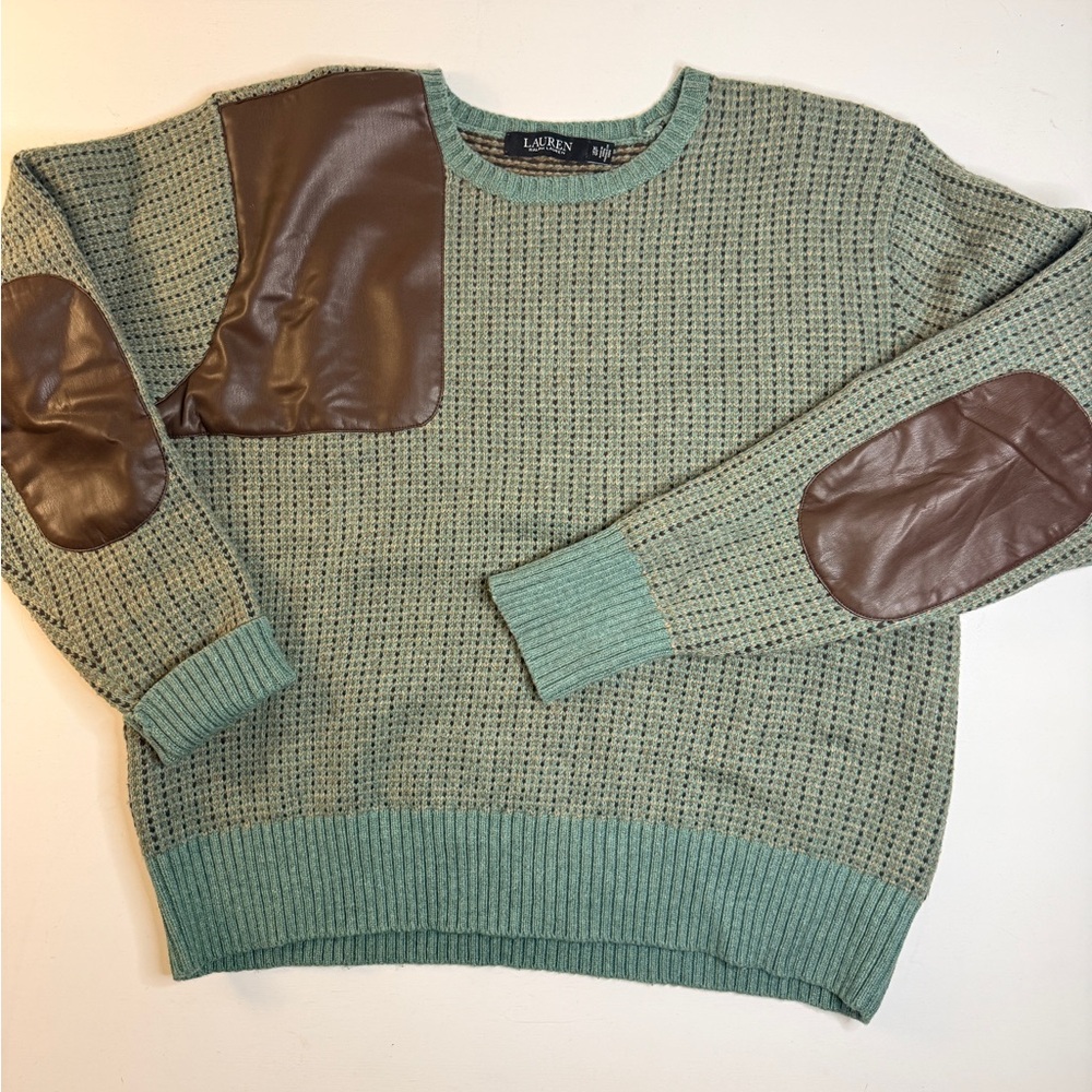 Polo by Ralph Lauren Teal Sweater with Brown Patches